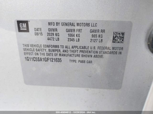 1G11C5SA1GF121635 Chevrolet Malibu Limited Lt