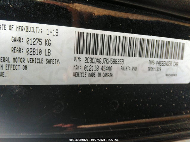 2C3CDXGJ7KH588359 Dodge Charger Scat Pack Rwd