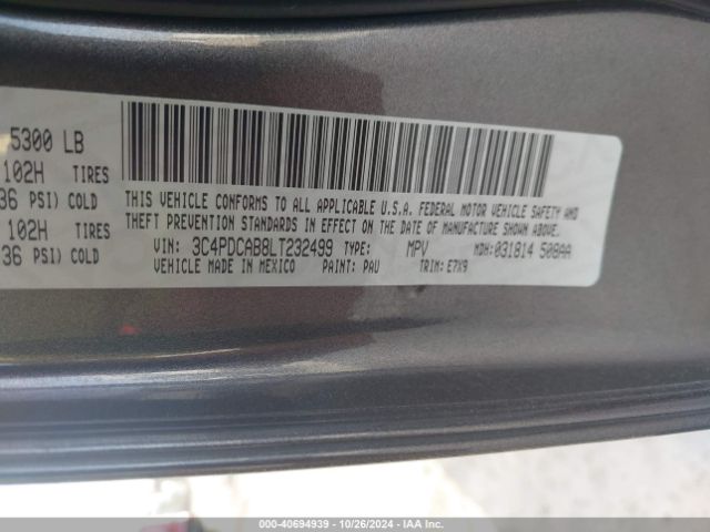 3C4PDCAB8LT232499 Dodge Journey Se Value