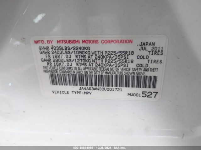 2012 MITSUBISHI OUTLANDER JA4AS3AW3CU001721 Photo 8