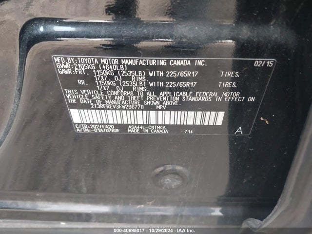 Toyota Rav4 Xle 2015 2T3RFREV3FW296778 Image 9