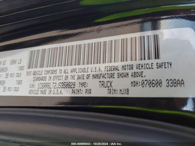 1C6RR6LT2JS350829 RAM 1500 Lone Star  4x2 5'7 Box