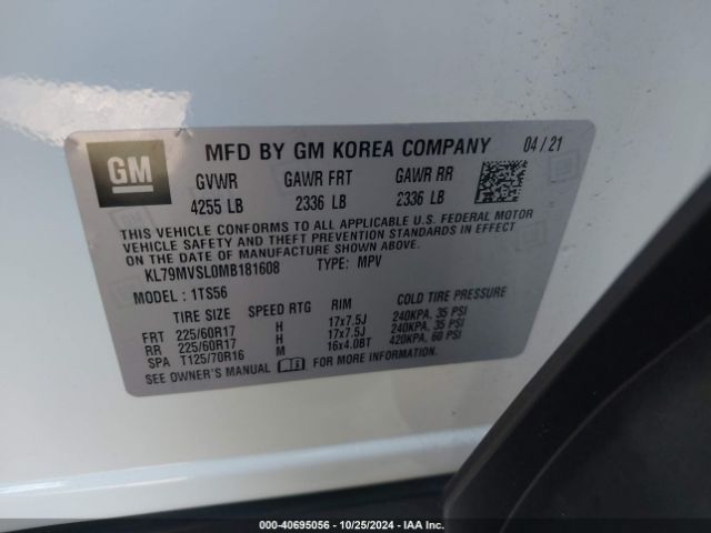 KL79MVSL0MB181608 Chevrolet Trailblazer Fwd Activ