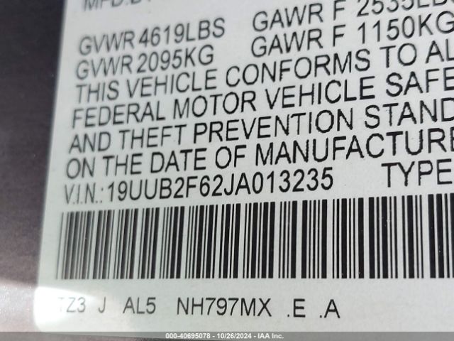 19UUB2F62JA013235 Acura Tlx Tech   A-spec Pkgs