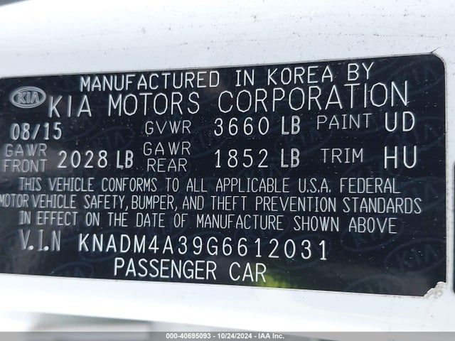 KIA RIO LX 2016 KNADM4A39G6612031 Image 9