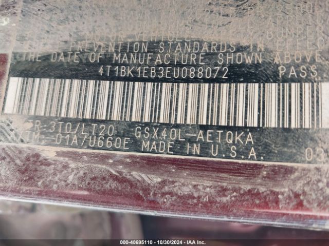 4T1BK1EB3EU088072 Toyota Avalon Xle Touring