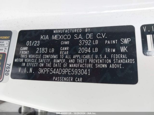 3KPF54AD9PE593041 KIA Forte Gt-line