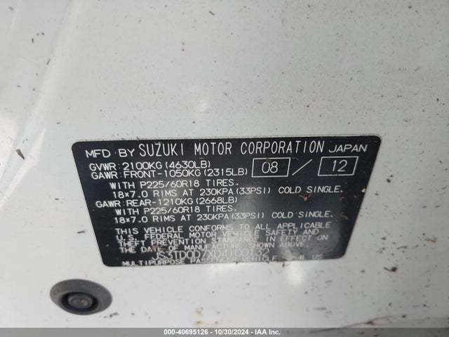 2013 Suzuki Grand Vitara Limited მანქანა იყიდება აუქციონზე, vin: JS3TD0D7XD4100132, აუქციონის ნომერი: 40695126