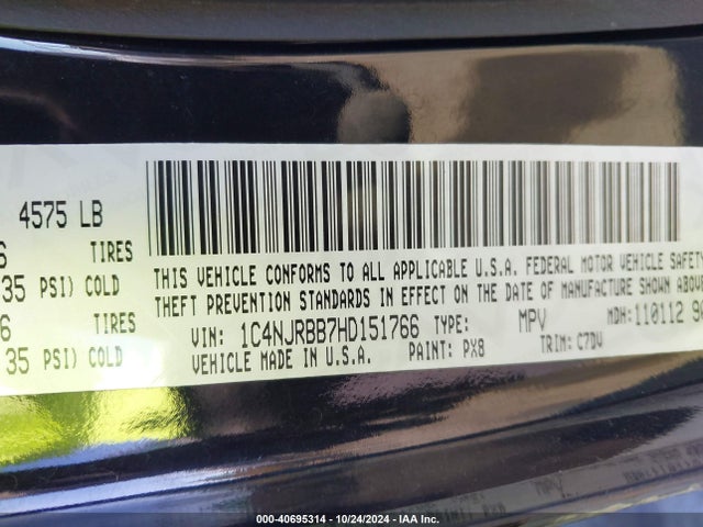 1C4NJRBB7HD151766 Jeep Patriot Sport 4x4