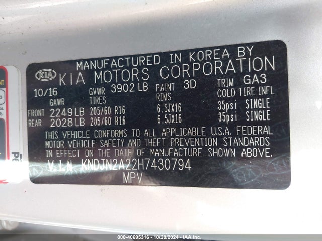 KIA Soul 2017 KNDJN2A22H7430794 Image 9