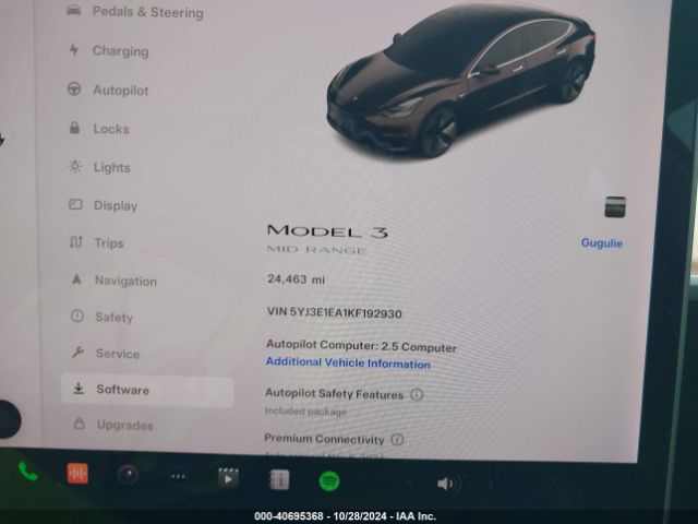 5YJ3E1EA1KF192930 Tesla Model 3 Long Range/mid Range/standard Range/standard Range Plus