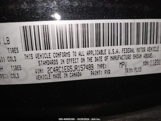 2C4RC1EG5JR157489 Chrysler Pacifica Touring L Plus