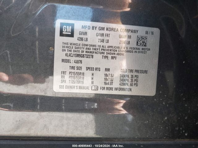 KL4CJ1SM9GB732278 Buick Encore Sport Touring