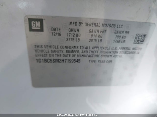 Chevrolet Cruze Ls Auto 2017 1G1BC5SM2H7199545 Image 9