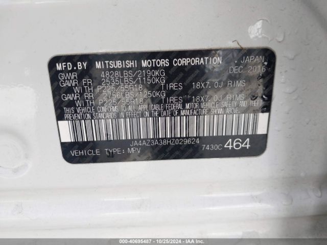 2017 MITSUBISHI OUTLANDER JA4AZ3A38HZ029624 Photo 8