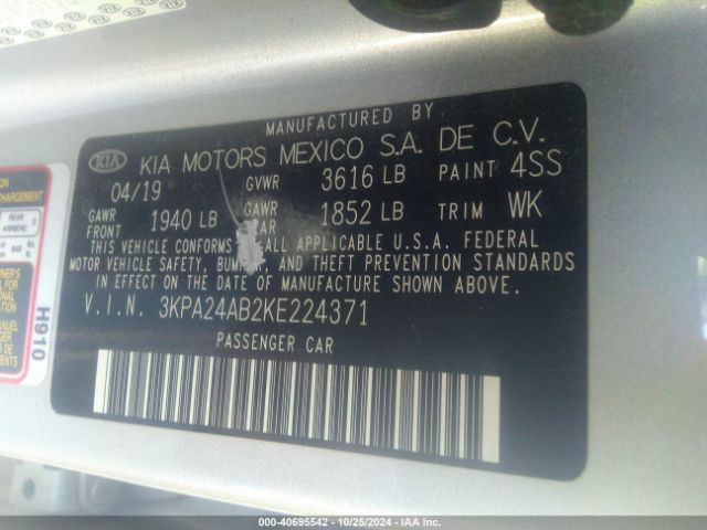 3KPA24AB2KE224371 KIA RIO S