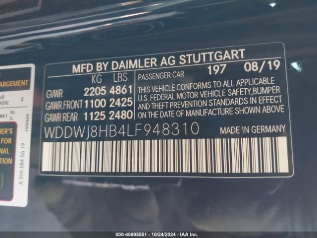 WDDWJ8HB4LF948310 Mercedes-Benz Amg C 63 S