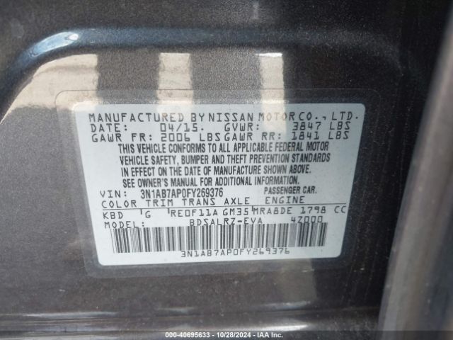 3N1AB7AP0FY269376 Nissan SENTRA SR