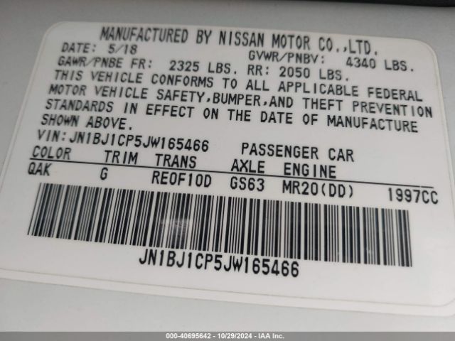 JN1BJ1CP5JW165466 Nissan Rogue Sport S