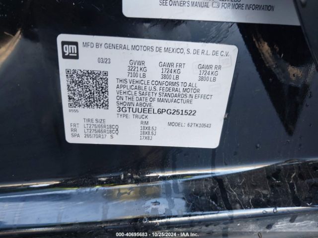3GTUUEEL6PG251522 GMC Sierra 1500 4wd  Short Box At4