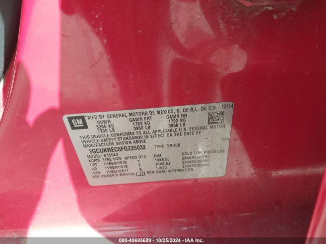 3GCUKREC8FG225032 Chevrolet Silverado 1500 2lt