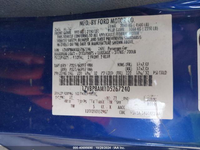 2013 FORD MUSTANG 1ZVBP8AM1D5267240 Photo 8