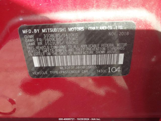 ML32F3FJ4KHF05655 Mitsubishi Mirage G4 Es