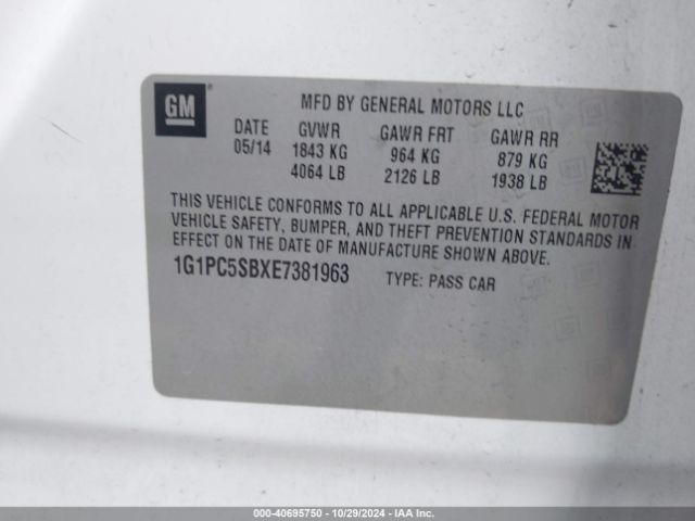 1G1PC5SBXE7381963 Chevrolet Cruze 1lt Auto