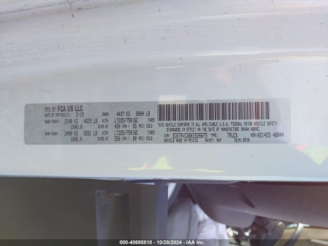3C6TRVCG6KE526675 RAM Promaster 2500 High Roof 136 Wb