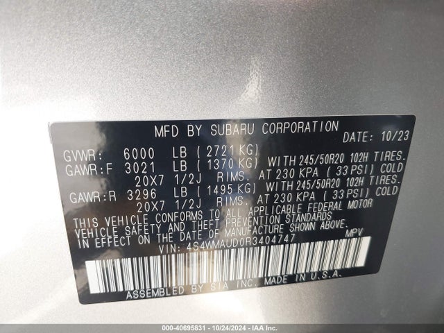 4S4WMAUD0R3404747 Subaru Ascent Limited 7-passenger
