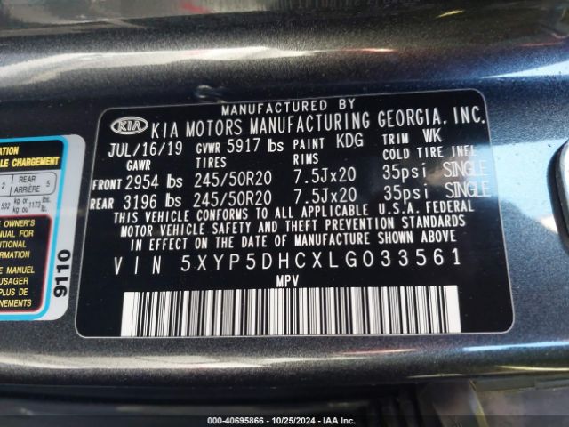 5XYP5DHCXLG033561 KIA Telluride Sx