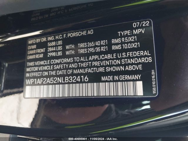 WP1AF2A52NLB32416 Porsche Macan Gts