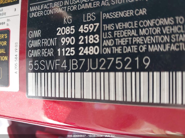 55SWF4JB7JU275219 Mercedes-Benz C 300