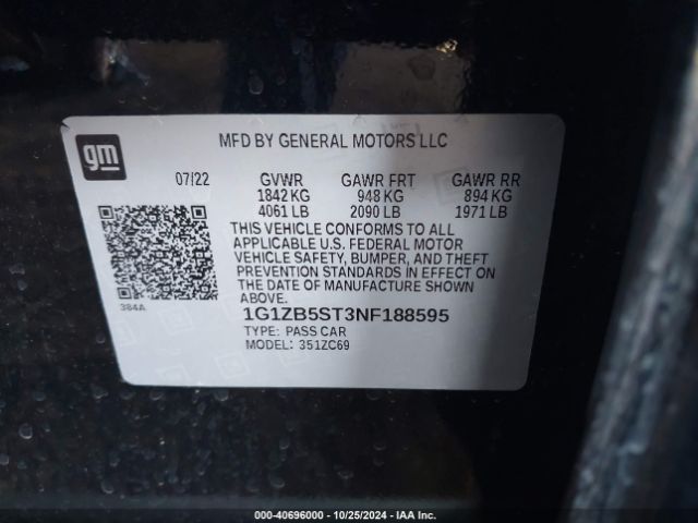 1G1ZB5ST3NF188595 Chevrolet Malibu Fwd Ls
