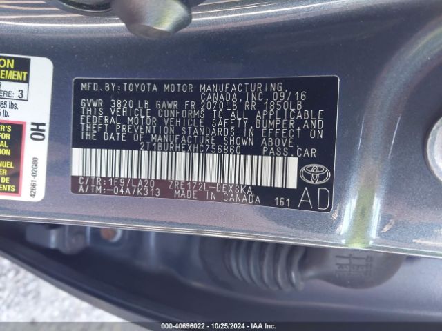 2T1BURHEXHC756860 Toyota Corolla Xse