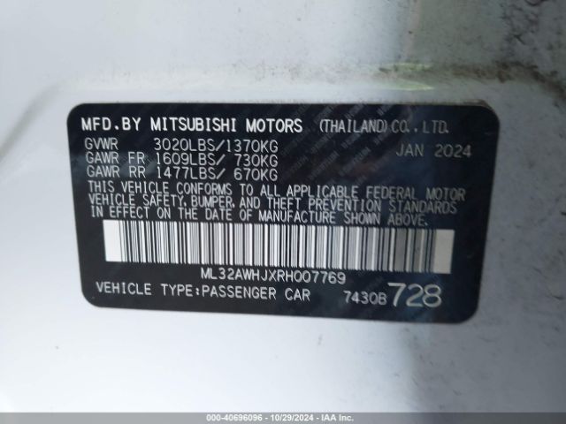 2024 MITSUBISHI MIRAGE ML32AWHJXRH007769 Photo 8