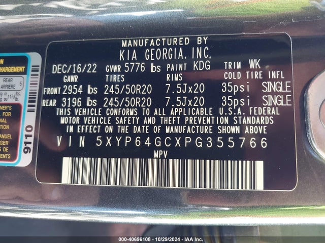 KIA Telluride S 2023 5XYP64GCXPG355766 Image 9