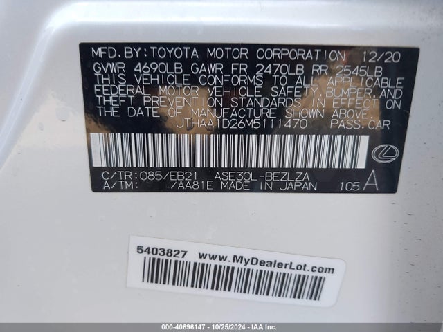 Lexus IS 300 2021 JTHAA1D26M5111470 Image 9