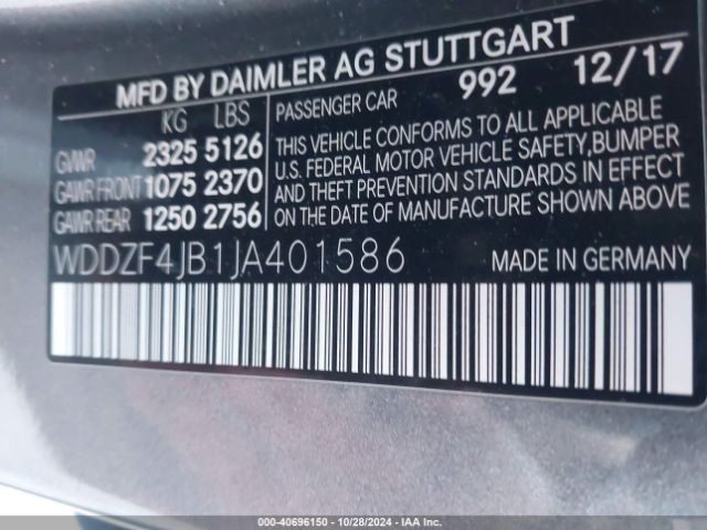 WDDZF4JB1JA401586 Mercedes-Benz E 300