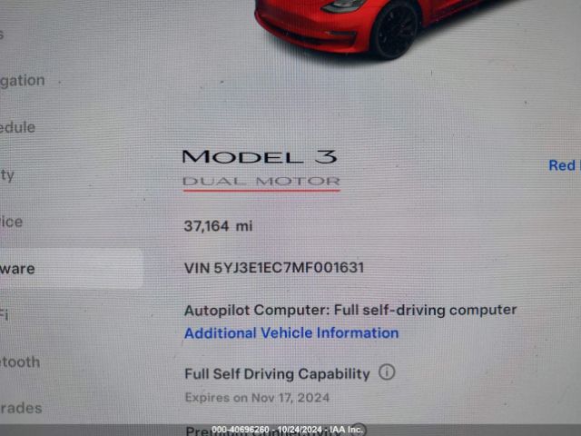 5YJ3E1EC7MF001631 Tesla Model 3 Performance Dual Motor All-wheel Drive