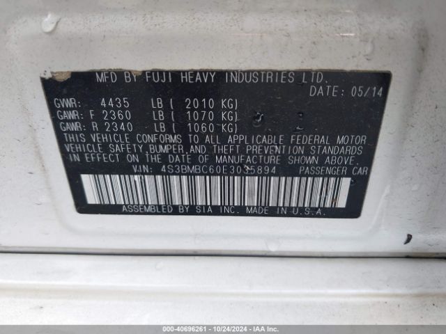 4S3BMBC60E3035894 Subaru Legacy 2.5i Premium