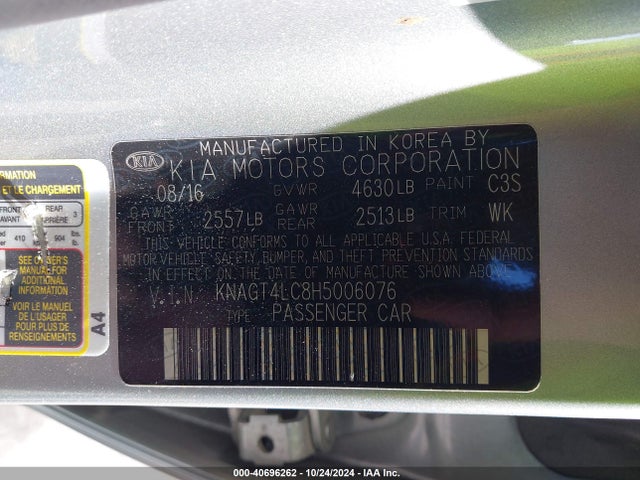 KIA OPTIMA HYBRID 2017 KNAGT4LC8H5006076 Image 9