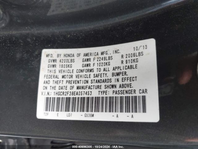 1HGCR2F38EA057453 Honda ACCORD LX