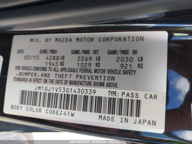 JM1GJ1V53G1430339 Mazda Mazda6 I Touring