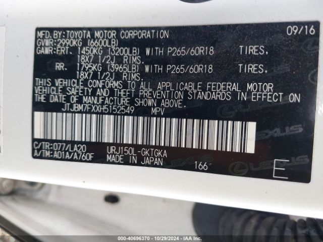 JTJBM7FXXH5152549 Lexus 460