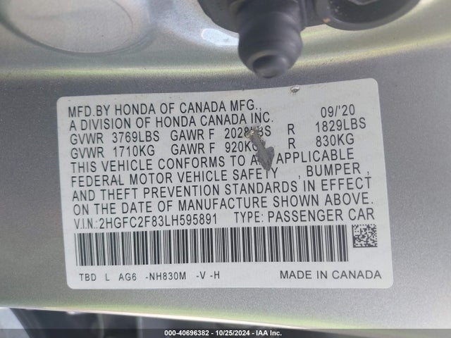 Honda Civic Sport 2020 2HGFC2F83LH595891 Image 9