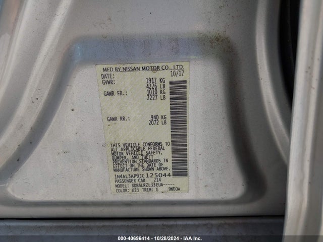Nissan Altima 2.5 Sl 2018 1N4AL3AP9JC125044 Image 9