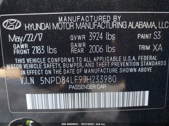Hyundai Elantra Value Edition 2018 5NPD84LF9JH233980 Image 9