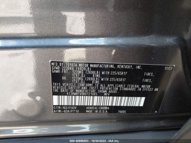 4T3RWRFV9RU121065 Toyota Rav4 Hybrid Xle