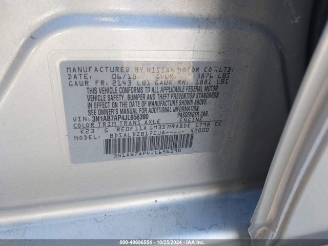 Nissan SENTRA SV 2018 3N1AB7AP4JL656390 Image 9